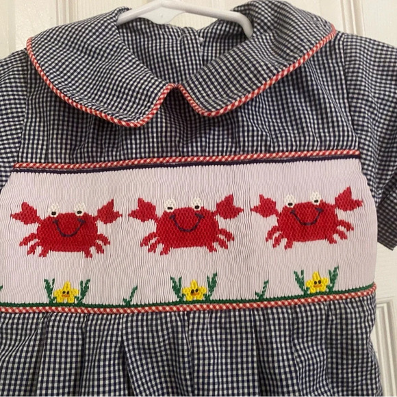 Wish Upon A Star Smocked Crab Bubble Romper - Picture 5 of 10